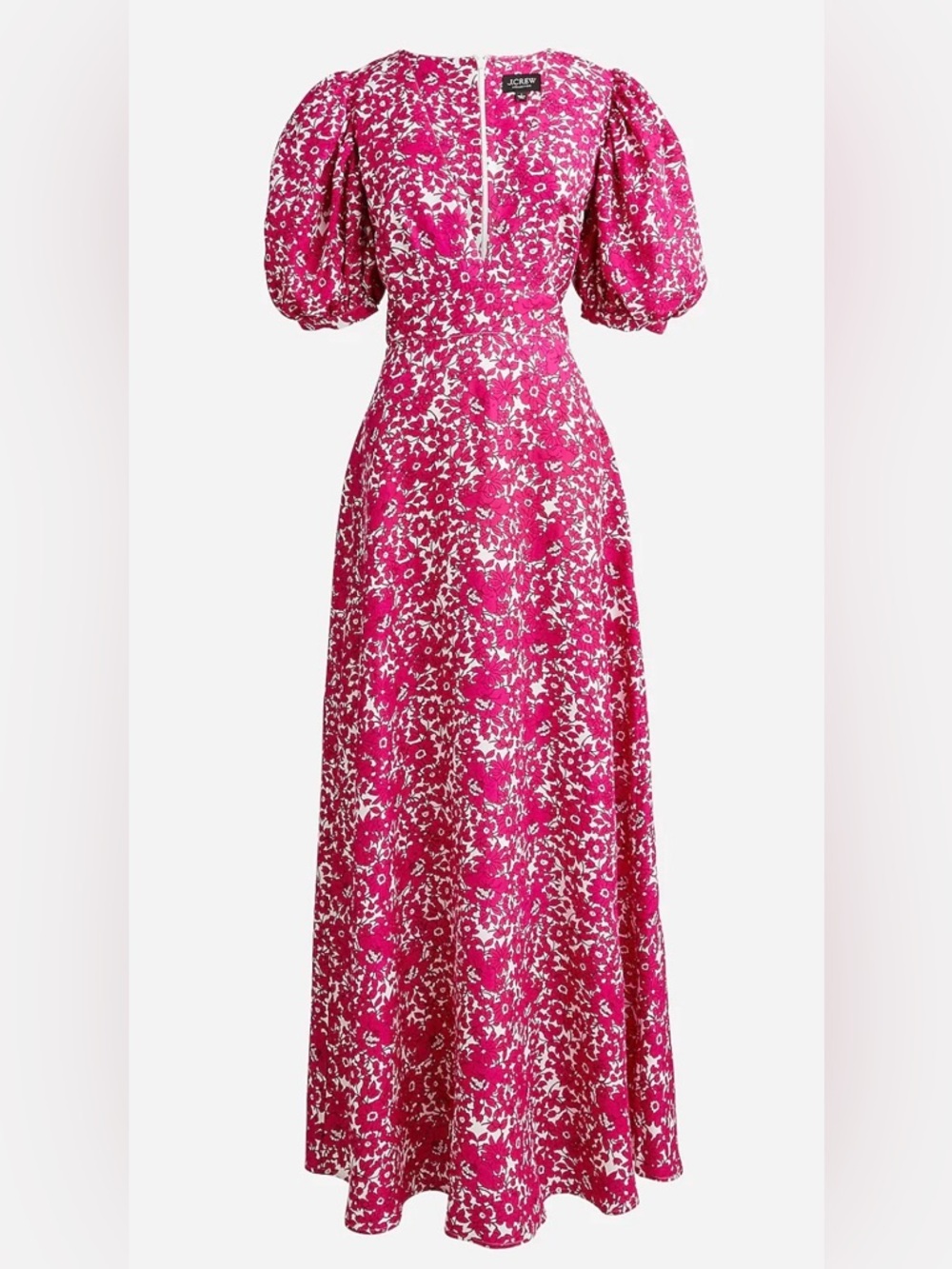 J. Crew Collection puff-sleeve V-neck maxi dress in drapey floral NWT
